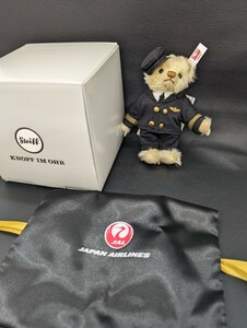 希少！1円スタート 未使用 美品 保管品【白タグ Steiff JAL Pilot Keyring 12moh】シュタイフ ジャル パイロット テディベア キーリング 