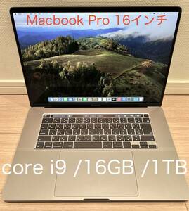 美品アップル Apple MacBook Pro スペースグレイ (16-inch, 2019) Corei9 16GBメモリ 1TB SSD 16インチ　充放電回数118