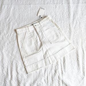 ★新品★おしゃれZARA ザラ コットン デニムスカート レディース ボトムス Aライン 綿100% ホワイト白ジーンズ スカート XSサイズSSサイズ