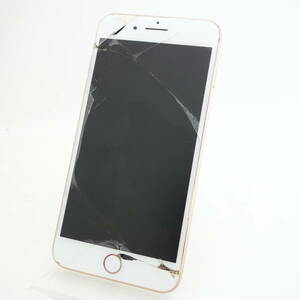 【ジャンク】iPhone8Plus 256GB ゴールド docomo版SIMロック解除品 電源NG 両面割れ 部品取り用