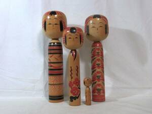 古物 こけし コケシ 古玩 郷土玩具 KOKESHI DOLL 4点 遠刈田 佐藤栄一 作田孝一 大沼昇治 我妻芳夫