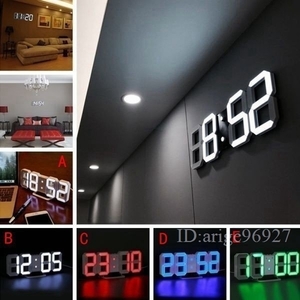G929★壁掛け時計 インテリア デジタル ウォールクロック 選べる4色 LED Digital Numbers Wall