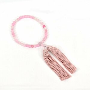 【数珠・女性向け】ハリ紅水晶・八宗用・頭房・ピンク