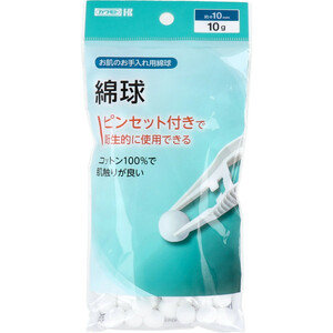 まとめ得 カワモト 綿球 ピンセット付 10g x [10個] /k