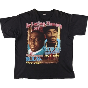 古着 90年代 THE NOTORIUS B.I.G. ノートリアスビッグ 2PAC トゥーパック 追悼 両面プリント ラップTシャツ ラップT メンズXL /eva001330