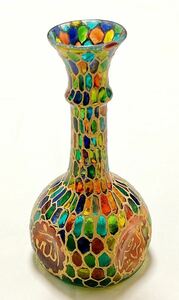 インド製　工芸ガラス　花瓶　花器　一輪挿し　フラワ－ペ－ス　置物