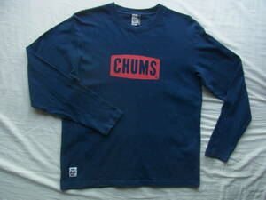 CHUMS チャムス　ロゴプリント　長袖Ｔシャツ　サイズ L　ネイビー