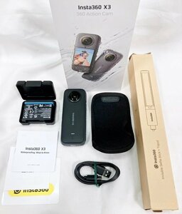 INSTA360 X3　アクションカメラ　CINSAAQ/B　+　セルフィースティック付☆26935