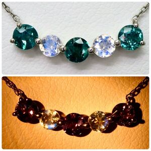 ソ付!!《Pt850/Pt900 アレキサンドライト/天然クリソベリルキャッツアイネックレス》M 約1.7g 約40.5cm necklace jewelry EA3/EA5