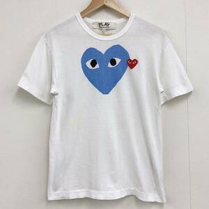 PLAY COMME des GARCONS 水色 ハート プリント ワッペン 半袖 Tシャツ ホワイト Mサイズ コムデギャルソン Tee カットソー archive 3010108