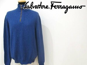 第二通販　１円　サルヴァトーレ・フェラガモ　ジップ　メンズ　カシミヤ１００　トップス　