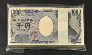 野口英世 1000円札 紺2桁 早番 ZH000201～100枚束 完未品 収集ワールド