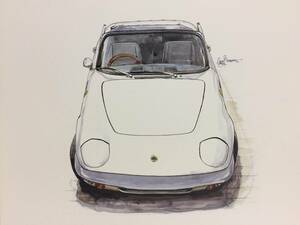 【正規品 絶版】Bowイラスト ロータス エラン カーマガジン 140 Lotus Elan アンティーク インテリア クラシックカー 旧車 絵