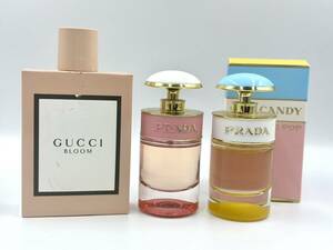 ◎【売り切り】1円 PRADA プラダ GUCCI グッチ 香水 3点セット CANDY キャンディ BLOOM ブルーム 100ml オードトワレ オーデパルファム ◎