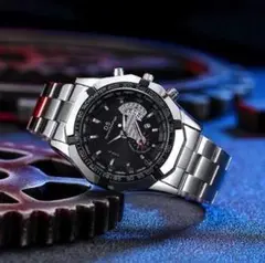 w94新品 ラグジュアリー ステンレス クロノグラフ DS 腕時計 シルバー黒