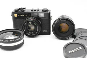 YASHICA ヤシカ ELECTRO 35 CCN ブラック + AUX. WIDE ANGLE F/4 + Canon EF 50mm F/1.8 レンズ (t3031)