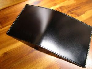 １点限定 札入れ ブラック レーデルオガワ コードバン 手縫い エイジング 二つ折り 財布 コンパクト キャッシュレス 黒
