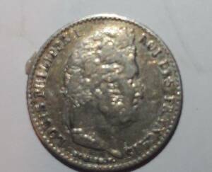 フランス 1855年 1/4フラン 銀貨