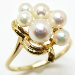 ＊MIKIMOTO(ミキモト)K18アコヤ本真珠ベビーパールリング＊m 約2.6g 約8.5号 約3.5~5.0mm珠 pearl ring 指輪 jewelry EA6/EB1
