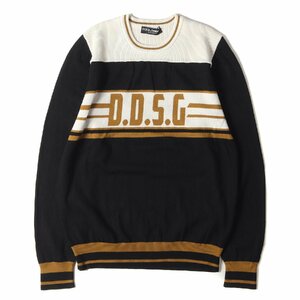 DOLCE&GABBANA ドルチェ&ガッバーナ ニット サイズ:52 D.D.S.G ジャガード 切替 ハイゲージ ウール ニットセーター ブラック イタリア製