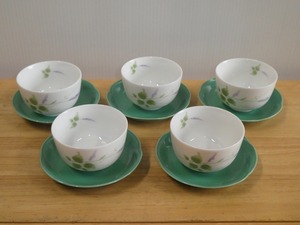 ●有田焼 吾山窯 汲出し茶器揃え 5客セット 茶托 菓子皿にも 未使用 和食器 茶道具●