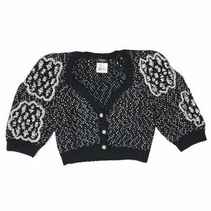 極美品 14SS シャネル CHANEL ニット カーディガン クロップド ショート丈 ロゴ パールボタン サイズ36 P49241K06185 レディース