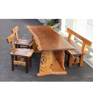 天然木一枚板　ベンチダイニング4点セット　テーブル　ベンチ　椅子　チェア　無垢材