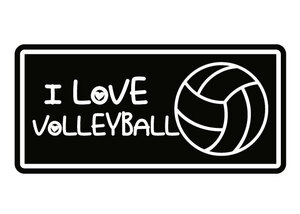 ★バレーボールの好きな方に♪ i love volley ball ボール カッティングステッカー (c_r)♪