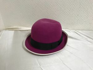本物カシラCA4LAノックスKNOXウールボーラー帽子ハットレディースメンズサーフアメカジミリタリービジネススーツピンク日本製58cm
