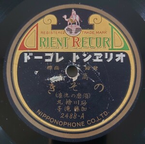 【SP盤レコード】ORIENT 萬歳 のぞき/唄返し 砂川捨丸 加藤滝子/SPレコード 漫才 万才