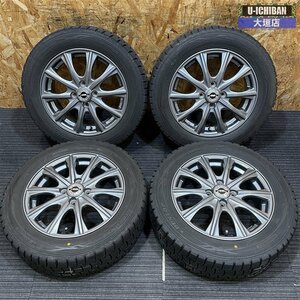 溝あり フィット シャトルハイブリッド スイフト 等 185/60R15 ダンロップ WM01 スタッドレスタイヤ 15インチ 5.5J+50 ガンメタ 4H100 002