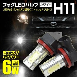 【ネコポス送料無料】フォグLEDバルブ H11 HPW 6W 4SMD ホワイト 2個 フィットシャトルGG7/8/GP2