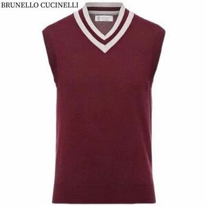 新品タグ付き★ Lサイズ★ BRUNELLO CUCINELLI ブルネロクチネリ カシミヤ100% ベスト ニット Vネック ノースリーブ トップス ライン 