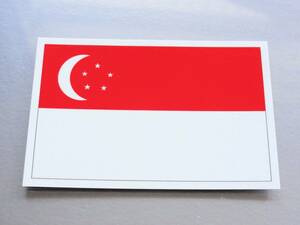 ■_シンガポール国旗ステッカー Sサイズ 5x7.5cm 2枚セット即買■Singapore アジア 耐水シール AS(2