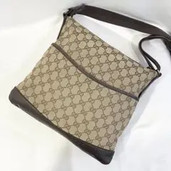 正規品 GUCCI グッチ GGキャンバス ショルダーバッグ パンチングレザー