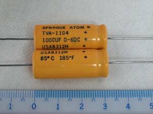 即決 Sprague スプラグ 1000uF 6V ATOM 2本 アキシャルリード 電解コンデンサー