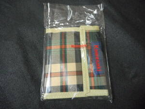 カワサキ 布財布（二つ折り） ミニウォレット ベージュ/チェック　未使用　色褪せあり 当時物 長期保管品 KAWASAKI