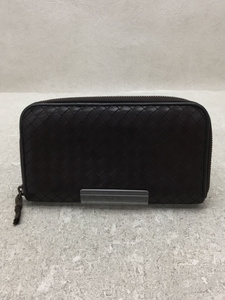 BOTTEGA VENETA◆長財布/レザー/BRW/メンズ/角スレ/状態考慮