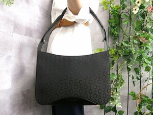 ●超美品●CELINE セリーヌ●Cマカダム●キャンバス カーフ レザー 本革●ワンショルダー バッグ●黒●G金具●肩掛け●B5 収納●Js46031