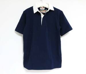 送料無料 新品 BARBARIAN 半袖 ラガーシャツ M ネイビー カナダ製 バーバリアン ポロシャツ Tシャツ カットソー