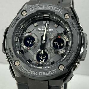 美品G-SHOCK GST-W100G-1BJF G-STEEL Gスチール タフソーラー 電波受信 電波ソーラー マルチバンド6 ブラック 反転液晶 アナデジ ラバー