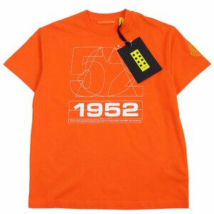 未使用品●モンクレール ジーニアス 2 2022年製 ロゴワッペン付き クルーネック カットソー 半袖Ｔシャツ オレンジ S 正規品 メンズ