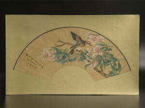 王礼 （款） 花鳥 扇面 鏡心 模写 古画 中国 絵画