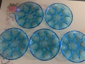 アデリア ルック ブルー ガラス皿5枚セット