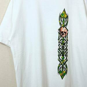 希少《 Dead Stock / Skull 》80s 90s デッド【 JAMAICAN STYLE ビンテージ スカル ジャマイカ 白 Tシャツ L アメリカ製 USA製 】