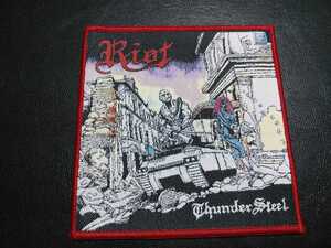 RIOT 刺繍パッチ ワッペン thunder steel 赤枠 ライオット / iron maiden metallica def leppard metal church