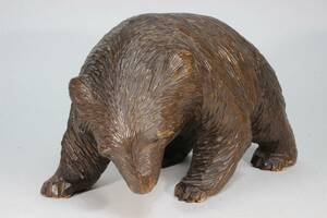 古い 木彫 熊 ガラス目 木彫りの熊 彫刻 置物 幅約27.5cm 奥行約14.2cm 高さ約16cm 郷土玩具 民藝 民芸品 /検) 八雲 旭川