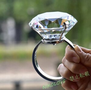 新品巨大クリスタルガラス指輪 クリスタル 指輪 リング 結婚式 アクセサリー ロマンチック ガラス サプライズ プレゼント 誕生日 LA178