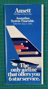 ★ANSETT AIRLINES　Timetable 時刻表　1983.07.02★