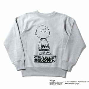 セール 新品 HOUSTON ヒューストン PEANUTS ピーナッツ チャーリーブラウン スヌーピー スウェット トレーナー 染み込み 両面プリント M